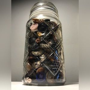 Vintage Smuckers Apothecary Jar & Buttons